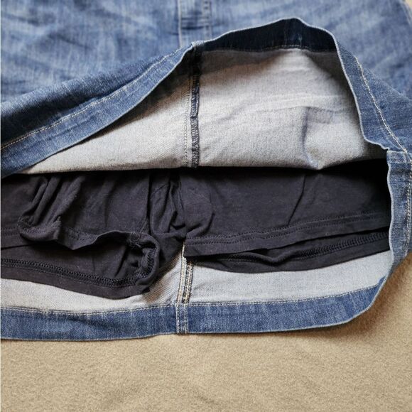 Croft & Barrow Stretch Denim Jean Skort Classic Sz 14 With Applique Apples - Picture 7 of 12